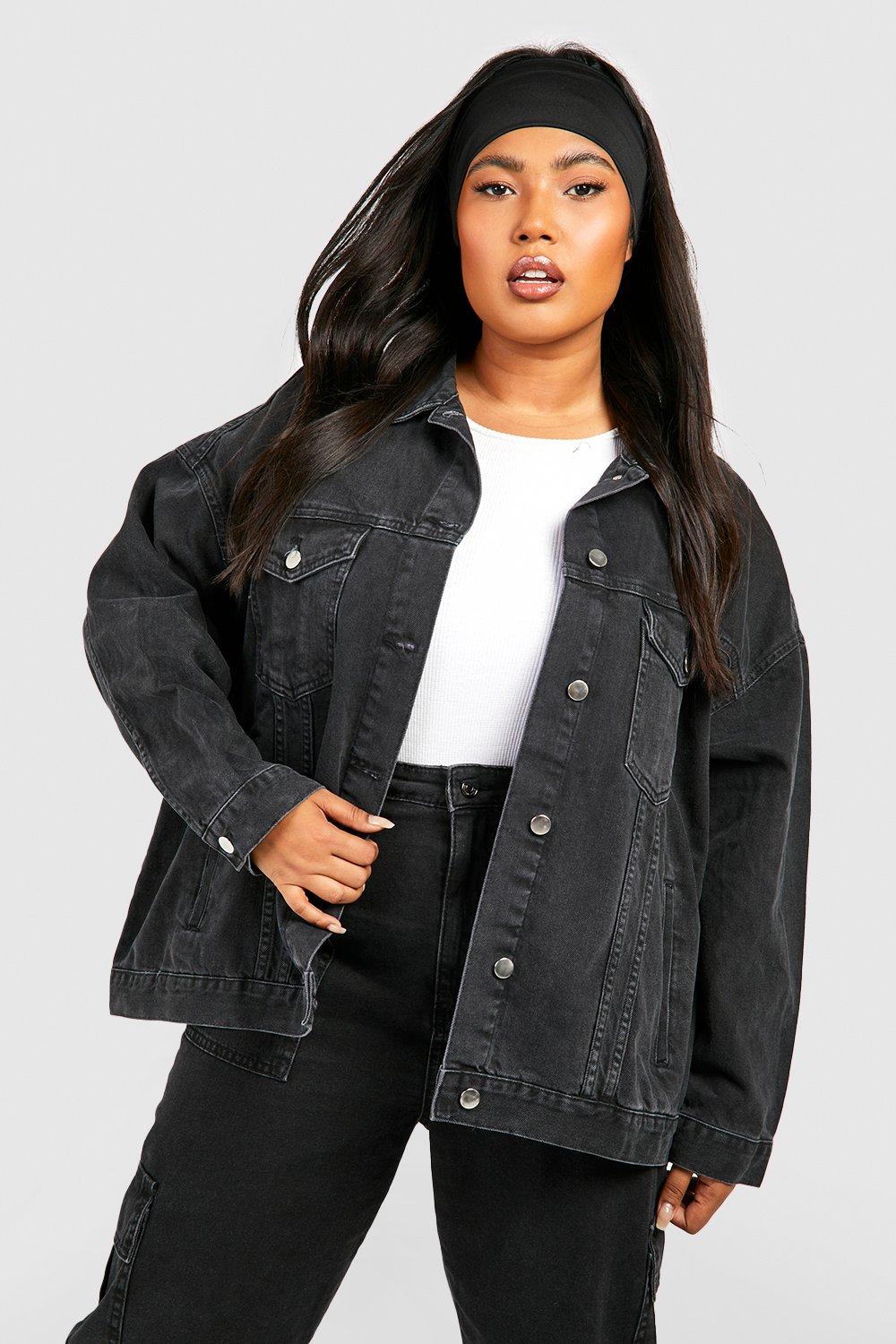 Oversized distressed denim 2024 jacket plus size