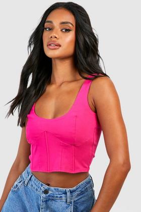 Hot Pink Corset Denim Top