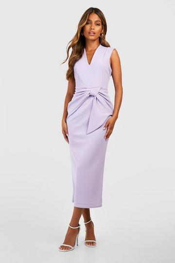 Crepe Waist Detail Midi Dress lilac