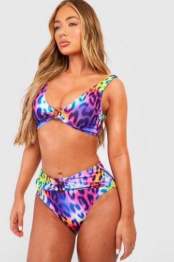 Tummy Control Leopard O-ring Bikini Brief purple