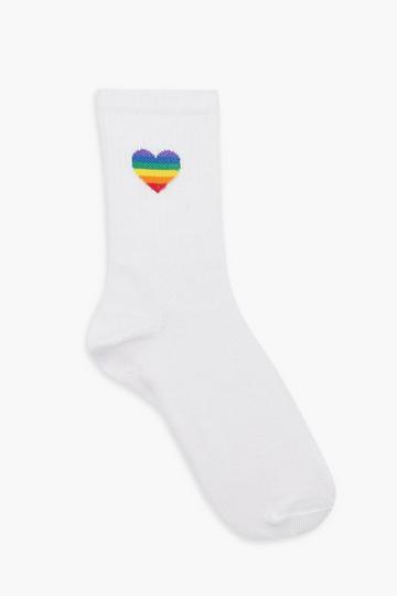 White Single Rainbow Sport Sock