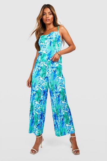 Abstract Plisse Cami & Culotte bright blue
