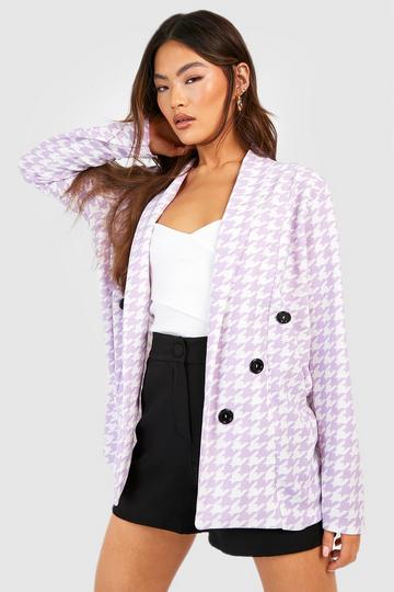 Lilac Purple Basic Pastel Jersey Knit Flannel Relaxed Fit Blazer