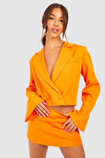 Flared Sleeve Longer Length Crop Blazer orange