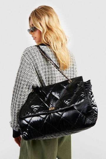 Black Extra Large Quilted Tote Bag