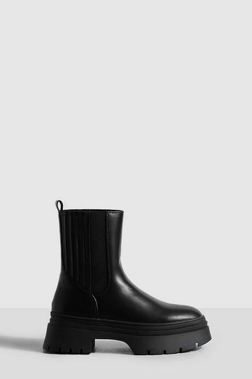 Double Sole Chunky Chelsea Boots black