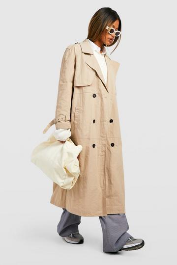 Stone Beige Parachute Belted Trench Coat