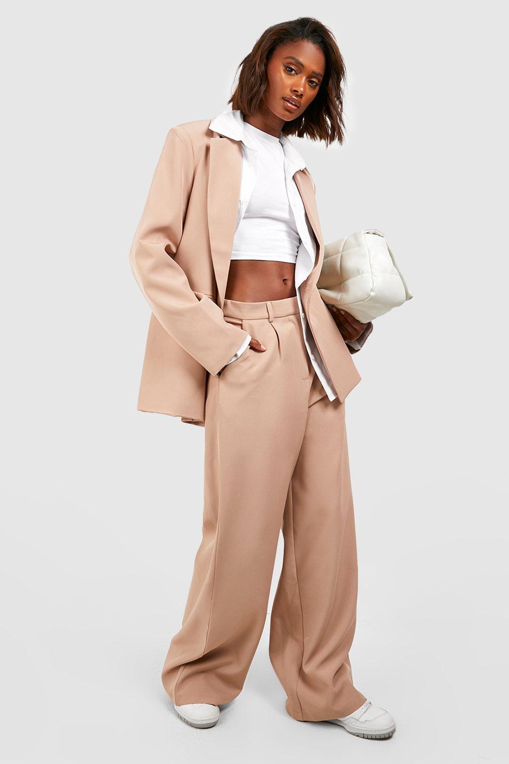 Essentiel Antwerp Employee Camel Wide Leg Trousers in Natural | Lyst UK