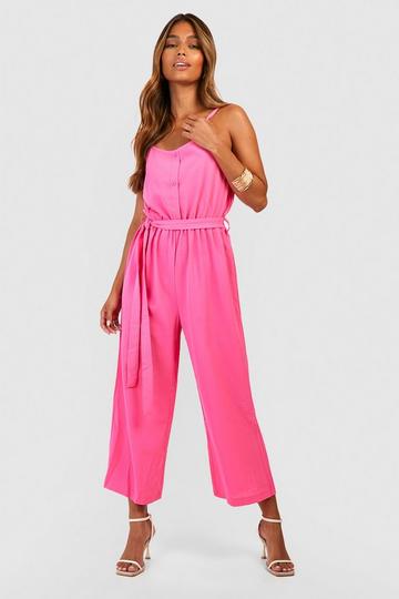 Pink Strappy Culotte Jumpsuit