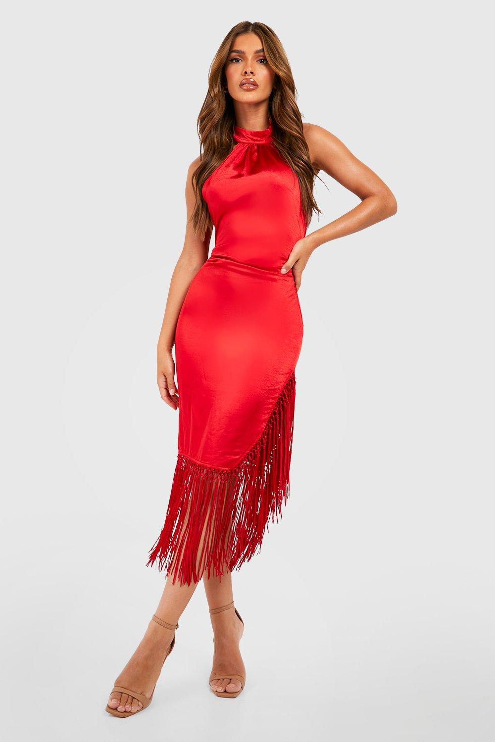 Robe de c r monie rouge boohoo FR