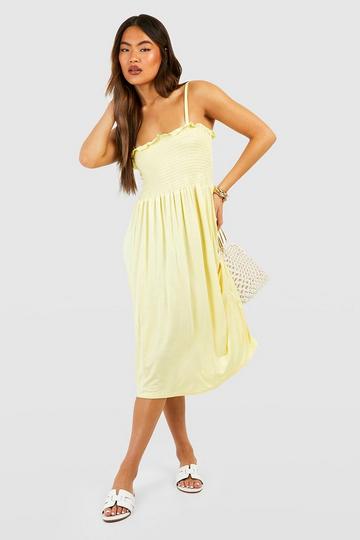 Strappy Shirred Smock Dress lime
