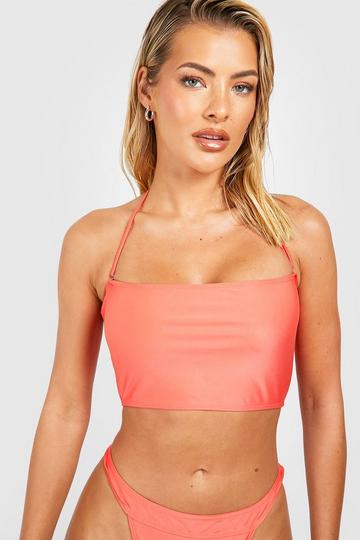 Coral Pink Essentials Longline Bandeau Bikini Top