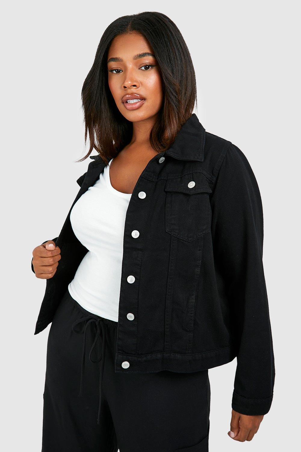 Veste en jean online longue noir