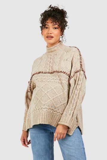 Maternity Premium Cable Knit Sweater ivory
