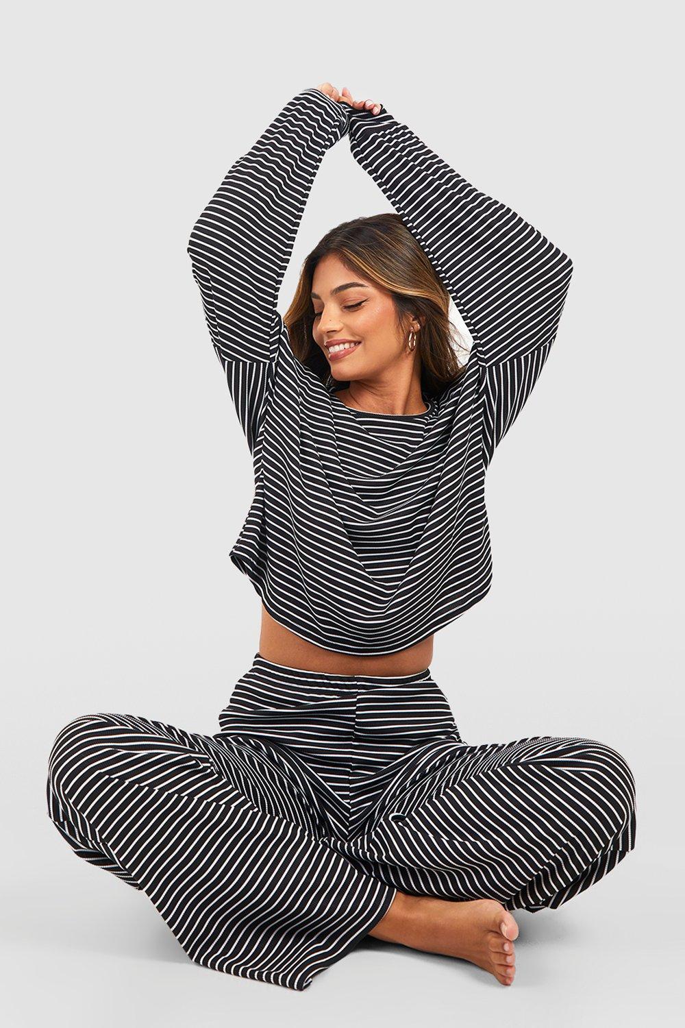 Women s Plus Rib Off The Shoulder Loungewear Set Boohoo UK