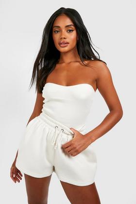 Ribbed Strappy Bodysuit And Short Set