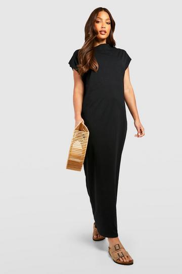 Black Tall Cotton T-shirt Midaxi Dress