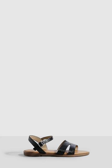 Croc 2 Part Flat Sandals black