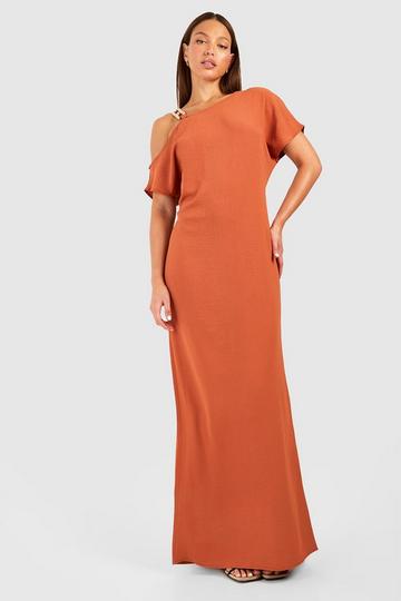 Orange Tall Woven Buckle Detail Column Maxi Dress