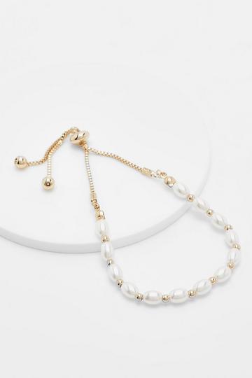 Metallic Pearl And Gold Toggle Bracelet