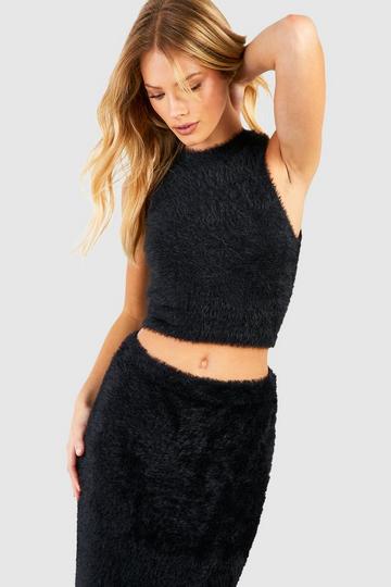 Fluffy Knitted Tank black