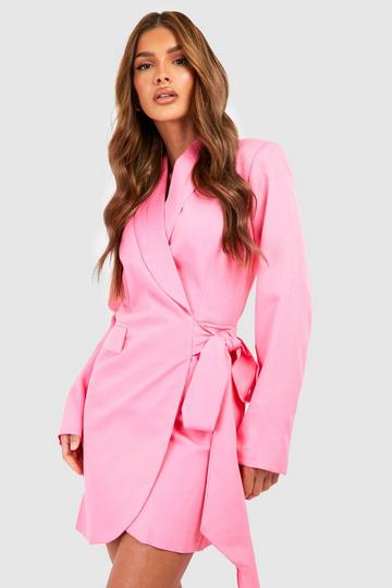 Tie Wrap Blazer Dress bright pink