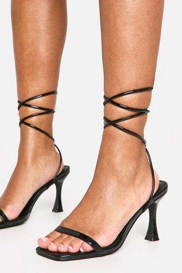 Black Basic Wrap Up Barely There Heels