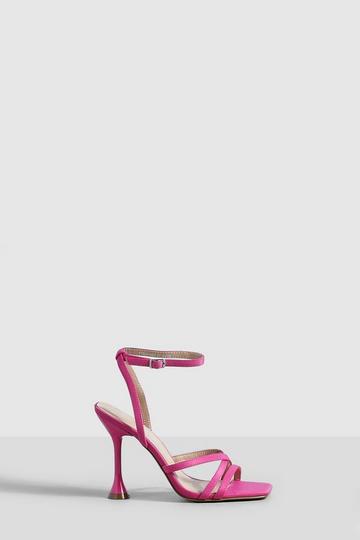 Flared Crossover Barely There Heels fuchsia