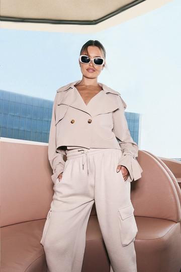 Short Cuff Detail Trench Coat stone