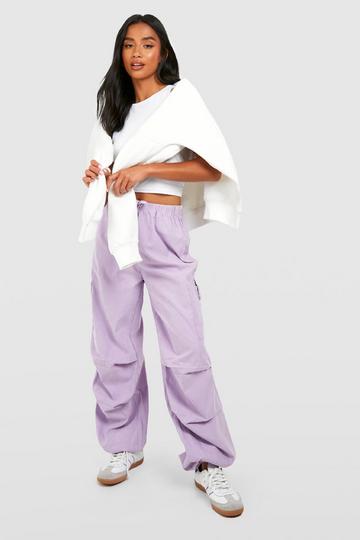 Petite Relaxed Soft Touch Woven Cargo Jogger lilac