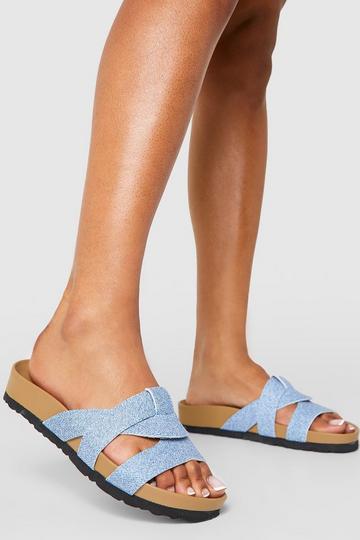 Wide Fit Twist Front Sliders denim