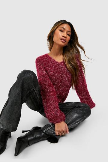 Tinsel Knit Sweater magenta