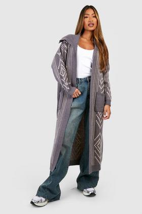 ASOS Longline Heavyweight Knitted Duster Cardigan in Charcoal