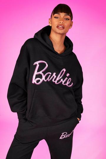 Forever 21 Women's Embroidered Barbie Zip-Up Hoodie Sweatshirt in Heather Grey Large | F21