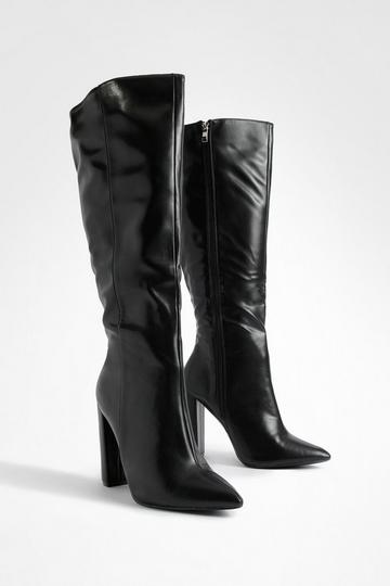 Wide Fit Pointed Toe Knee High Boots black