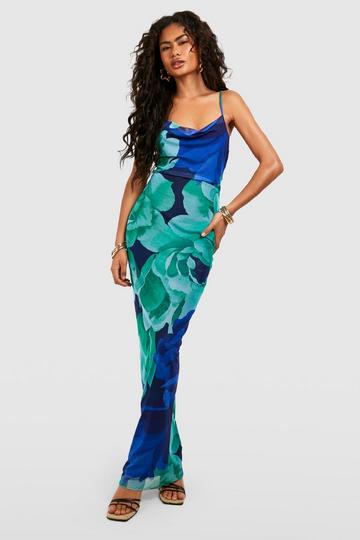 Floral Strappy Mesh Maxi Dress green