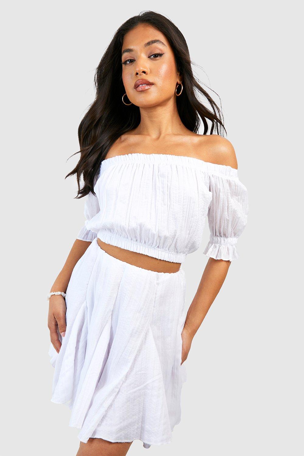 White skater outlet skirt boohoo