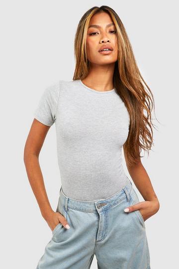 Basic Cotton T-shirt Bodysuit ash grey