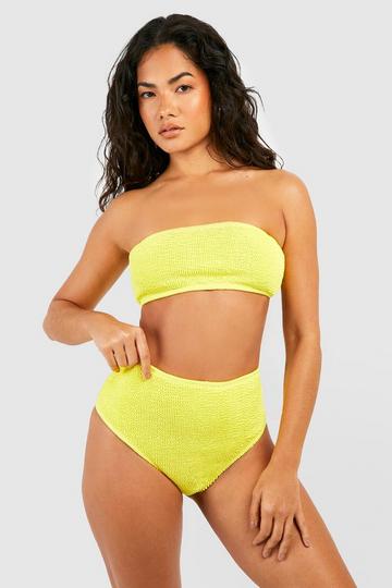 Yellow Premium Crinkle High Waisted Bikini Brief