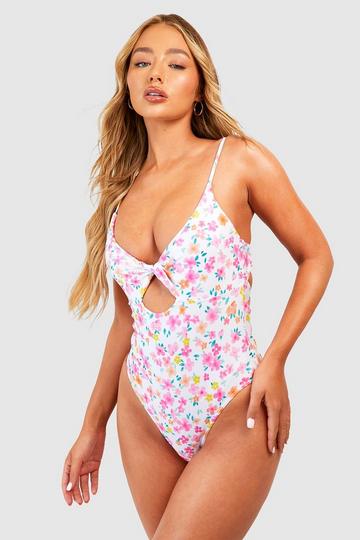 Ditsy Floral Tummy Control Swimsuit white