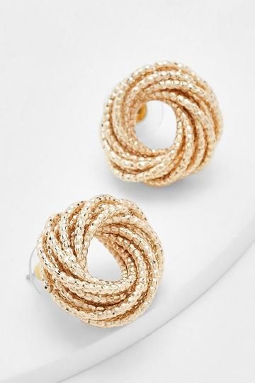 Metallic Gold Knot Stud Earrings