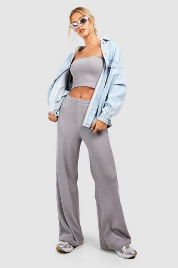 Jersey Ribbed Slouchy Trousers dove