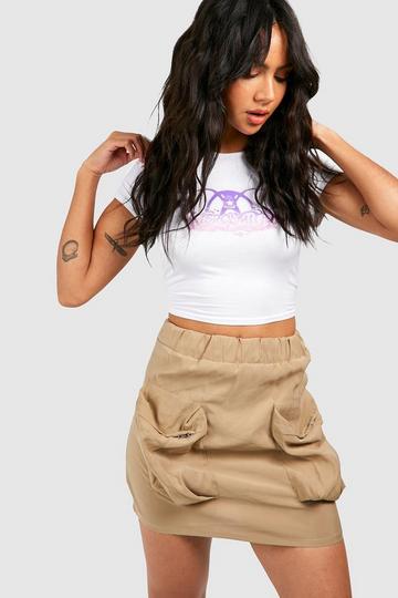Soft Touch Cargo Zip Pocket Mini Skirt stone