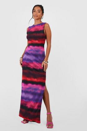 Missguided Satin Maxi Dress With Twist Front And Split in Purple