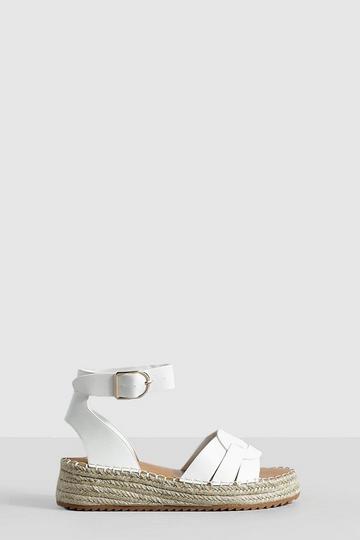 White Twist Detail Flatform second Sandals