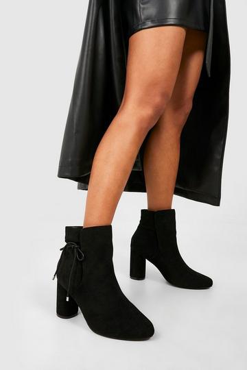 Wide Width Bow Detail Ankle Boots black