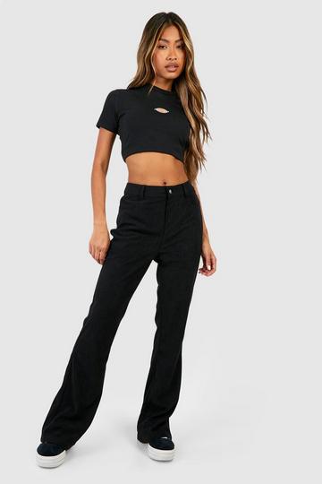 Cord High Waisted Flared Trousers black