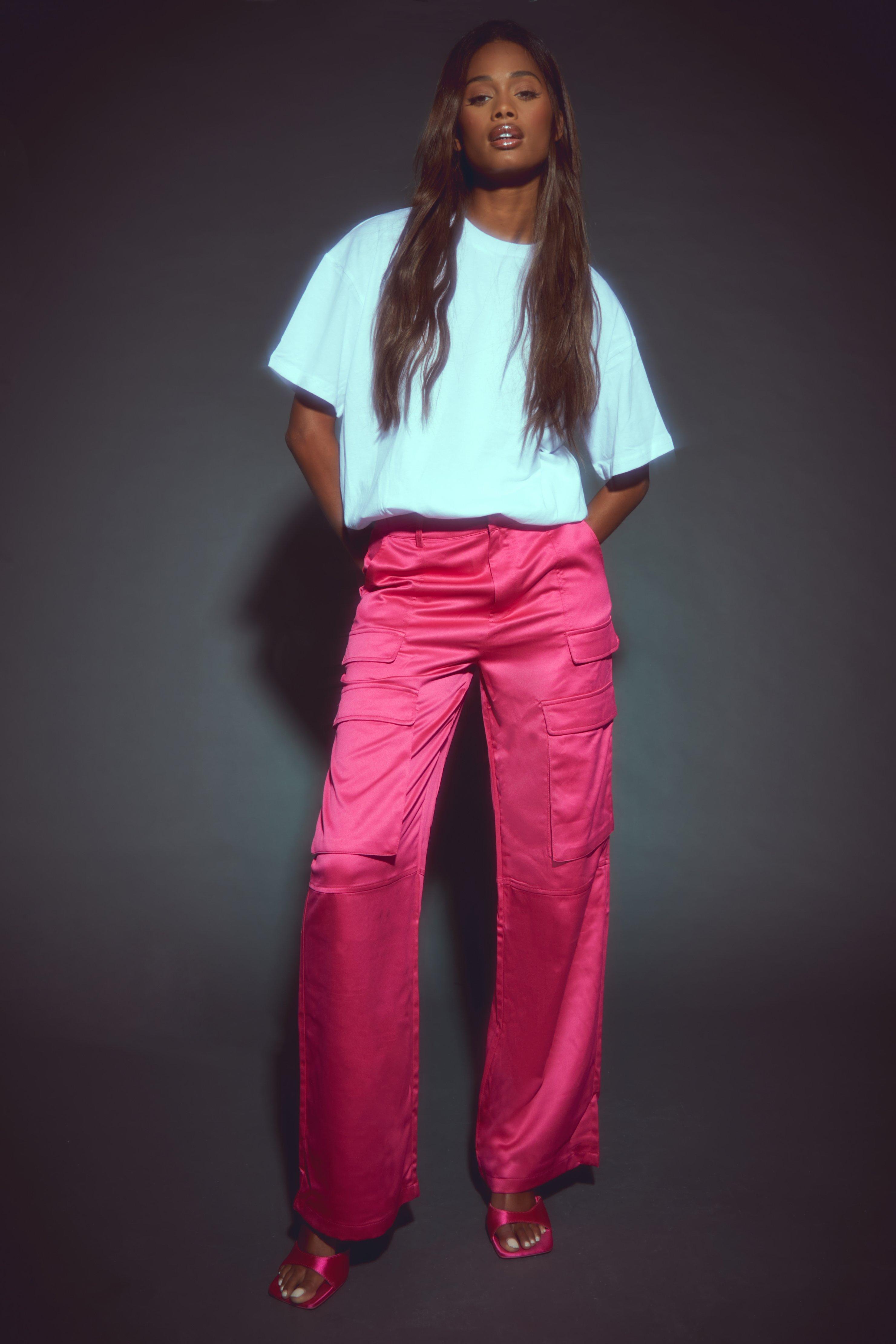 Noisy May Tailored Dad Trousers In Bright Pink for Women