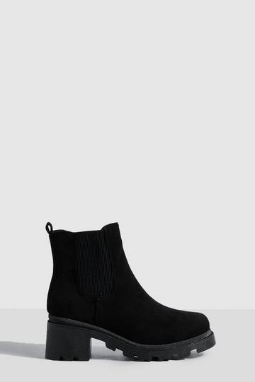 Wide Fit Low Block Chelsea Boots black