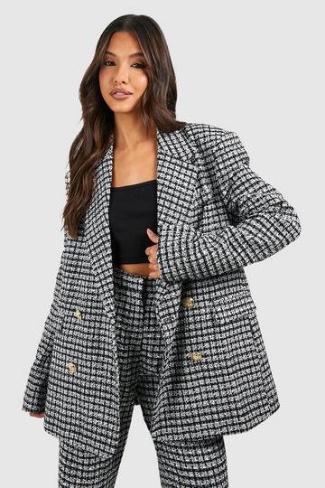 Boucle Double Breasted Relaxed Fit Blazer black